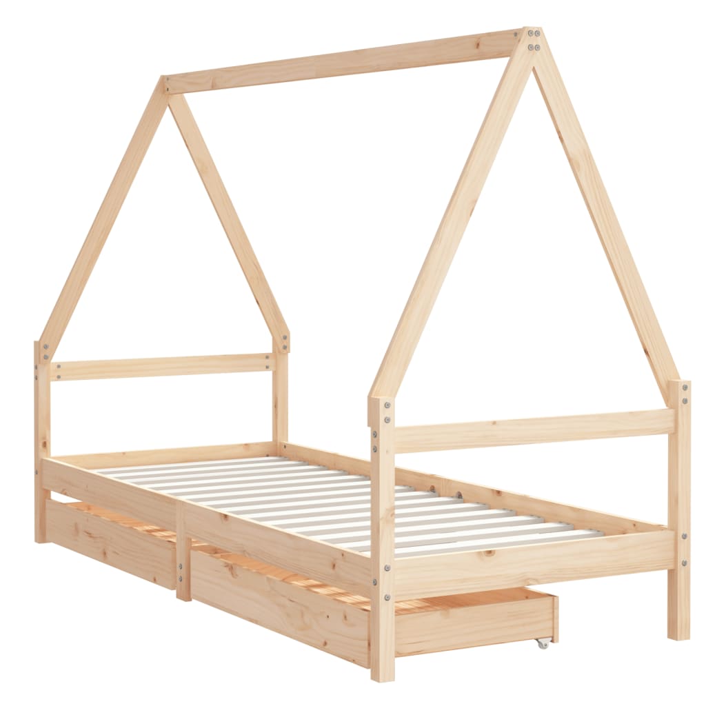 Vidaxl estructura de cama para niños con cajones madera pino 90x200 cm