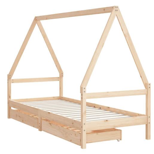 vidaXL Estrutura de cama infantil c gavetas 90x200 cm pinho maciço vidaXL Estrutura de cama infantil c gavetas 90x200 cm pinho maciço