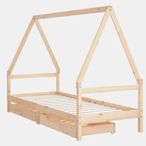 vidaXL Estrutura de cama infantil c gavetas 90x200 cm pinho maciço