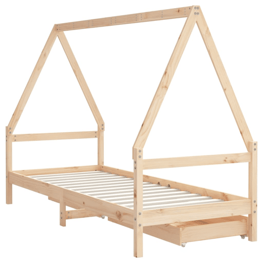 vidaXL Estrutura de cama infantil c gavetas 90x200 cm pinho maciço