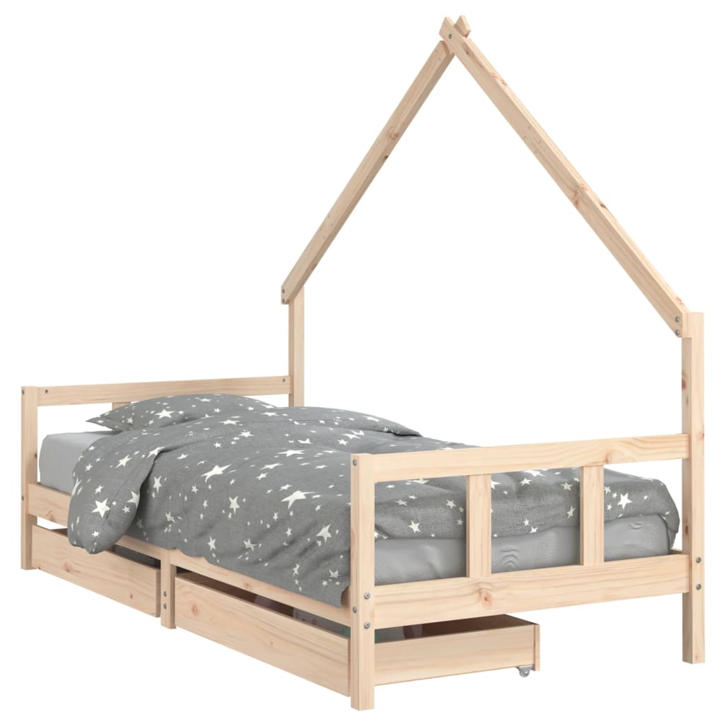 Vidaxl estructura de cama para niños con cajones madera pino 90x200 cm