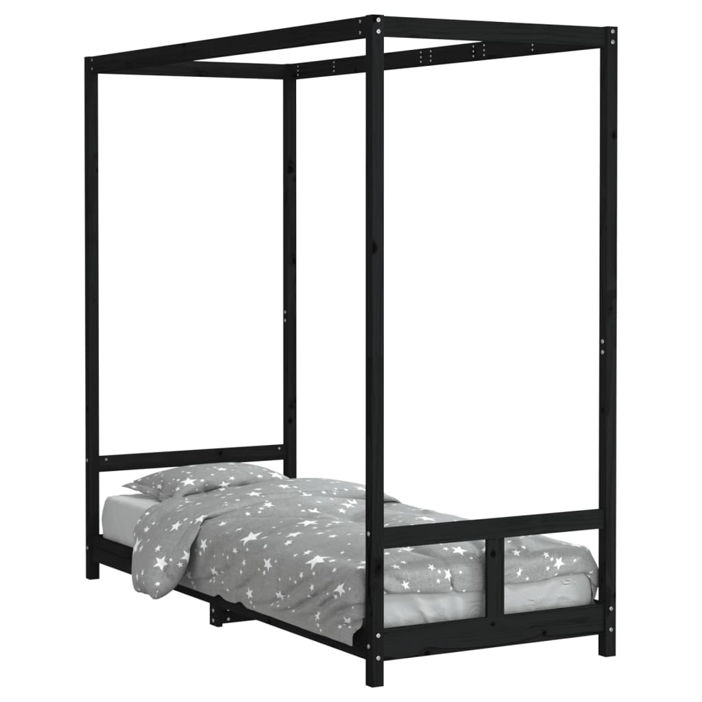 Vidaxl estructura de cama para niños madera de pino negro 80x200 cm