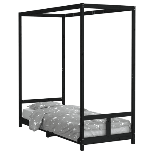 vidaXL Estrutura de cama infantil 80x200 cm pinho maciço preto vidaXL Estrutura de cama infantil 80x200 cm pinho maciço preto