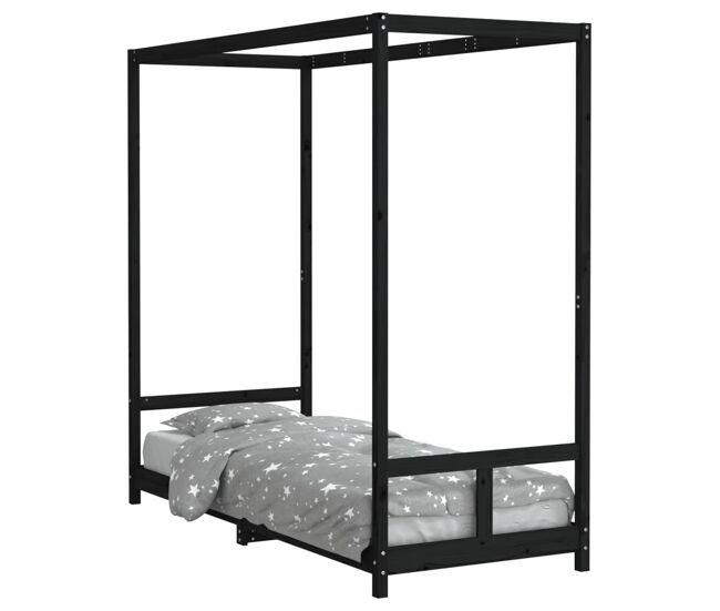 Vidaxl estructura de cama para niños madera de pino negro 80x200 cm