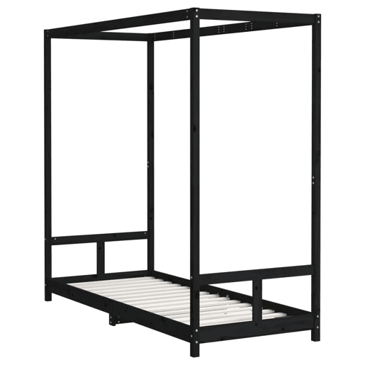 vidaXL Estrutura de cama infantil 80x200 cm pinho maciço preto vidaXL Estrutura de cama infantil 80x200 cm pinho maciço preto