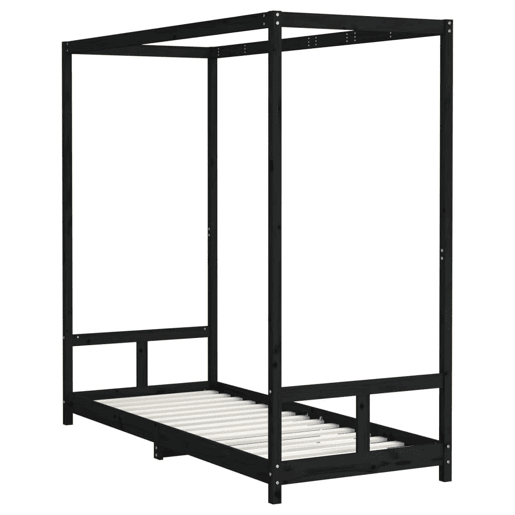 vidaXL Estrutura de cama infantil 80x200 cm pinho maciço preto vidaXL Estrutura de cama infantil 80x200 cm pinho maciço preto