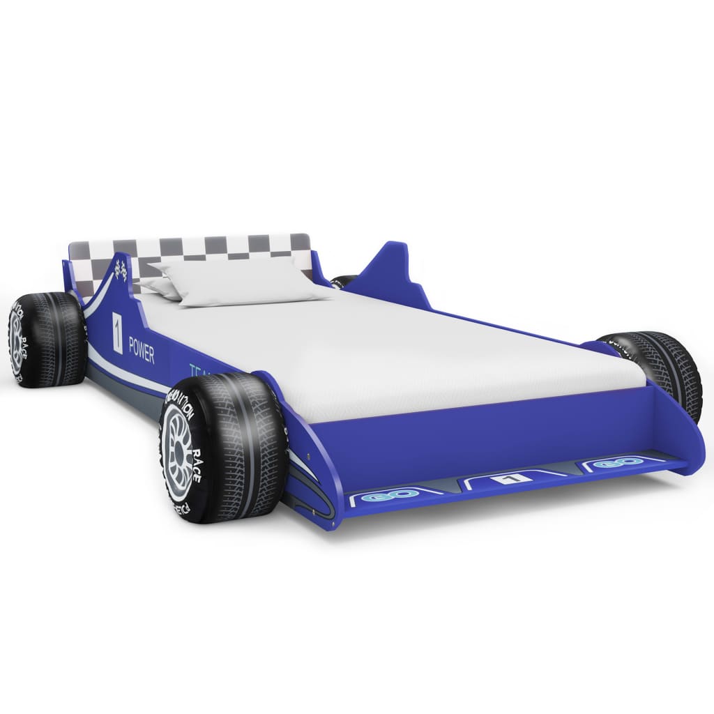 Vidaxl cama con forma de coche de carreras para niños 90x200 cm azul