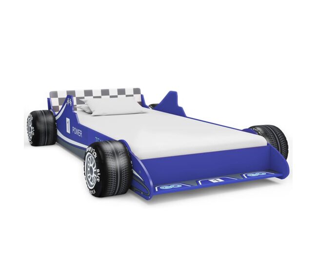 Vidaxl cama con forma de coche de carreras para niños 90x200 cm azul