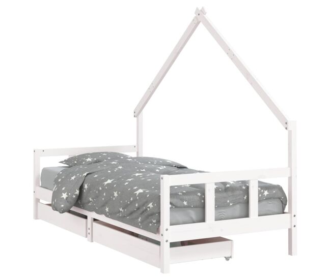 Vidaxl estructura cama niños con cajones madera pino blanco 90x200 cm