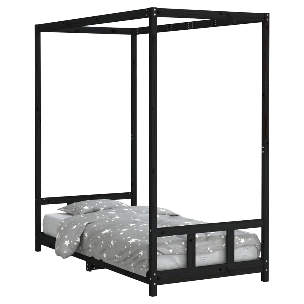 Vidaxl estructura de cama para niños madera de pino negro 90x190 cm