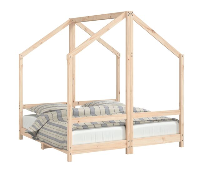 Vidaxl estructura de cama deniños madera maciza de pino 2x(70x140) cm