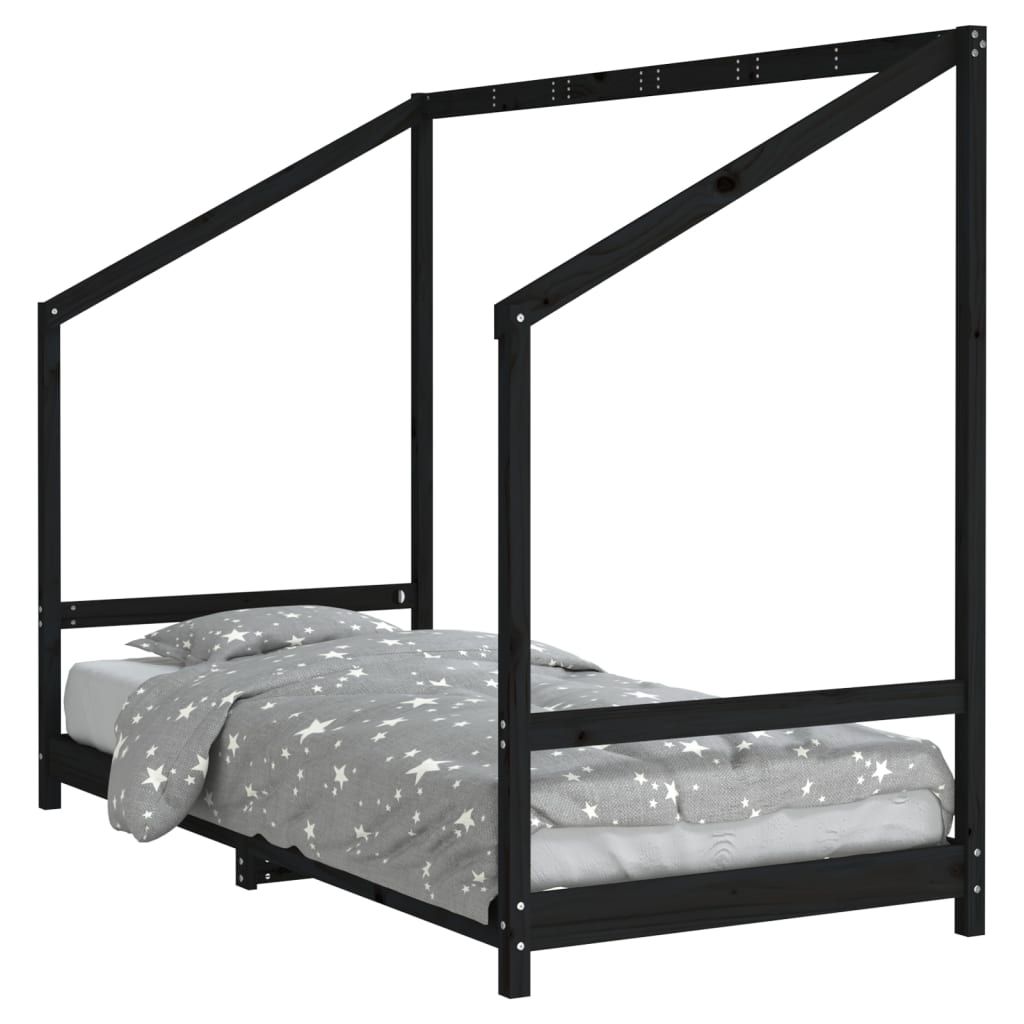 Vidaxl estructura de cama para niños madera de pino negro 90x200 cm