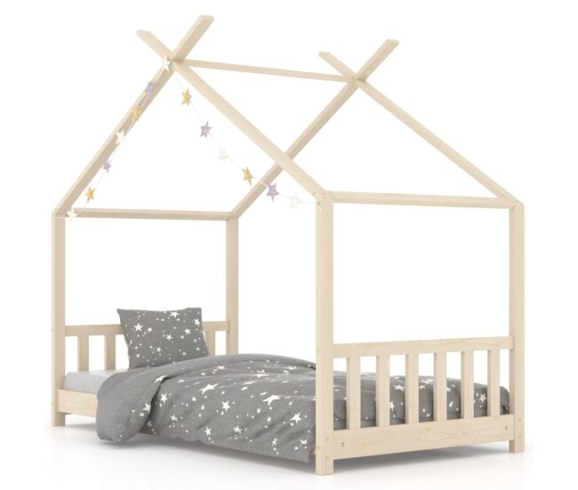Vidaxl estructura de cama infantil de madera maciza de pino 70x140 cm