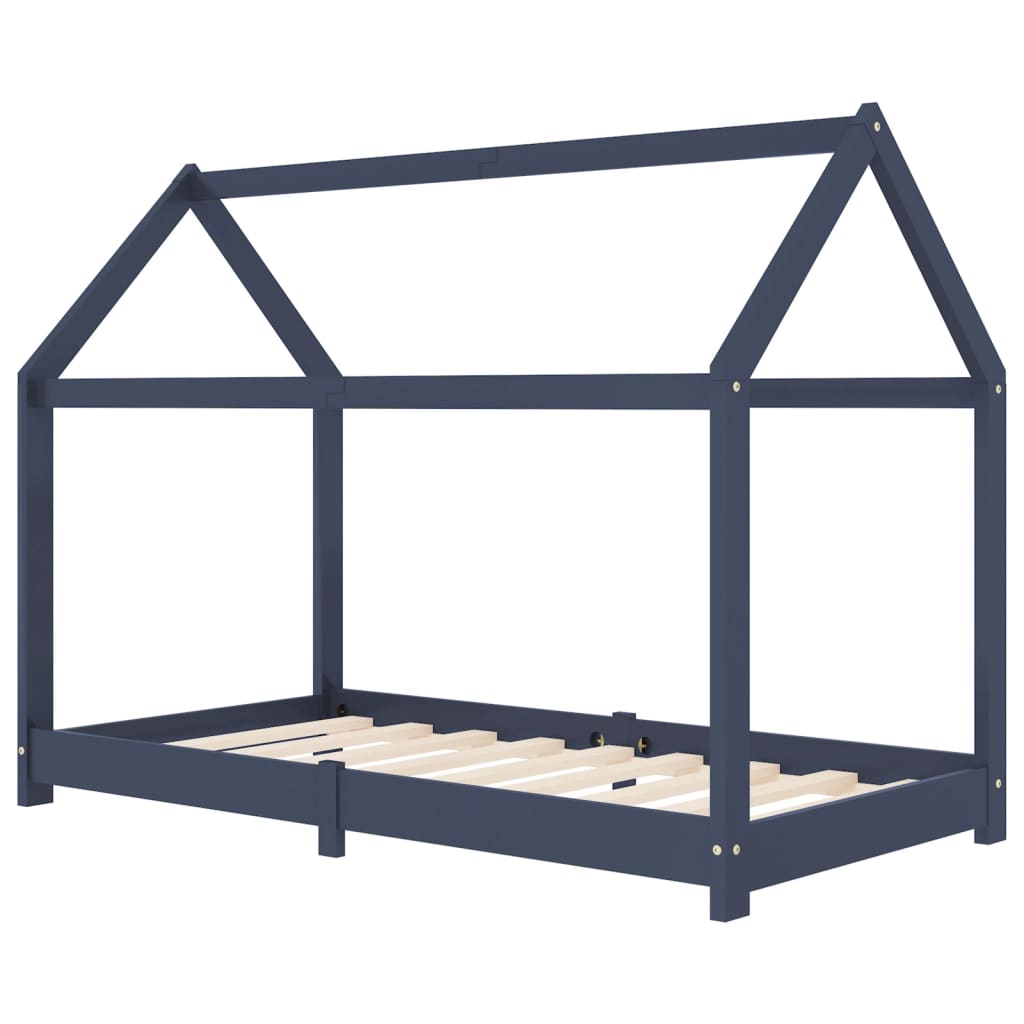 Vidaxl estructura de cama infantil madera maciza pino gris 70x140 cm