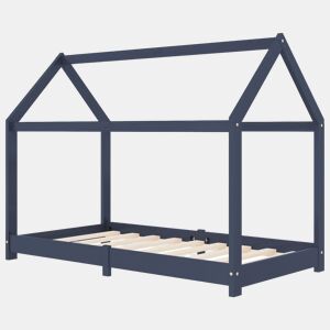 vidaXL Estrutura de cama para crianças 70x140 cm pinho maciço cinzento