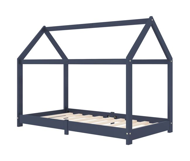 Vidaxl estructura de cama infantil madera maciza pino gris 70x140 cm