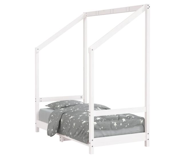 Vidaxl estructura de cama para niños madera de pino blanco 70x140 cm