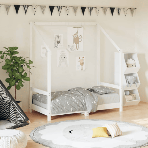 vidaXL Estrutura de cama infantil 70x140 cm pinho maciço branco vidaXL Estrutura de cama infantil 70x140 cm pinho maciço branco