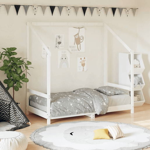 vidaXL Estrutura de cama infantil 80x160 cm pinho maciço branco vidaXL Estrutura de cama infantil 80x160 cm pinho maciço branco