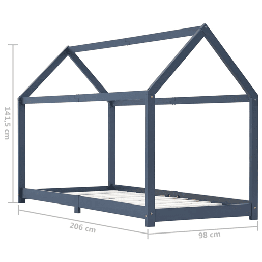 vidaXL Estrutura de cama para crianças 90x200 cm pinho maciço cinzento vidaXL Estrutura de cama para crianças 90x200 cm pinho maciço cinzento