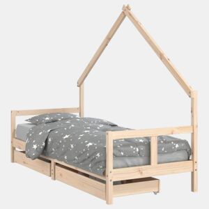 vidaXL Estrutura de cama infantil c gavetas 80x200 cm pinho maciço