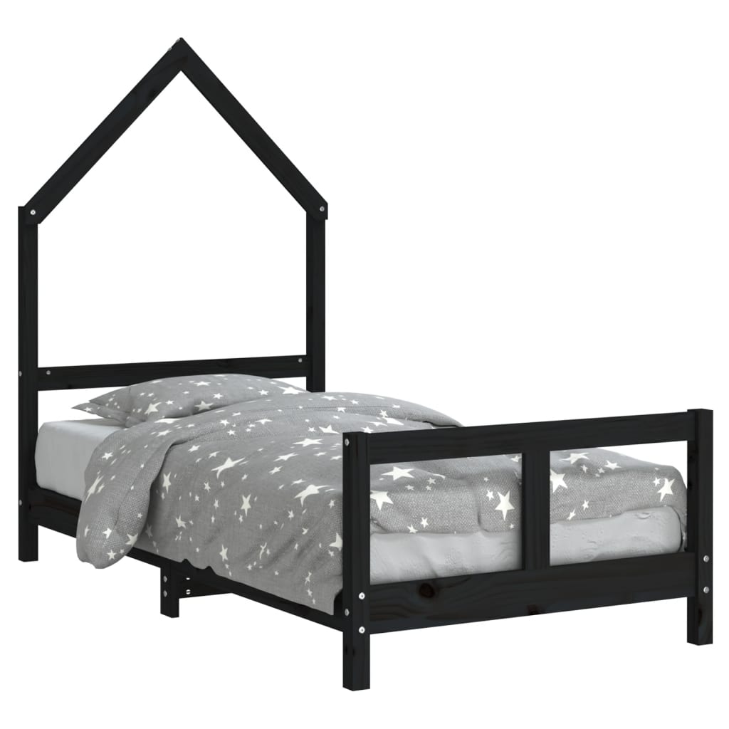 Vidaxl estructura de cama para niños madera de pino negro 80x160 cm