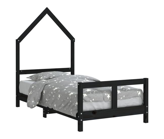 Vidaxl estructura de cama para niños madera de pino negro 80x160 cm