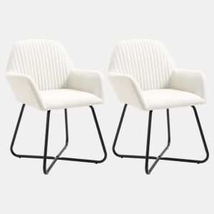 vidaXL Cadeiras de jantar 2 pcs tecido cor creme
