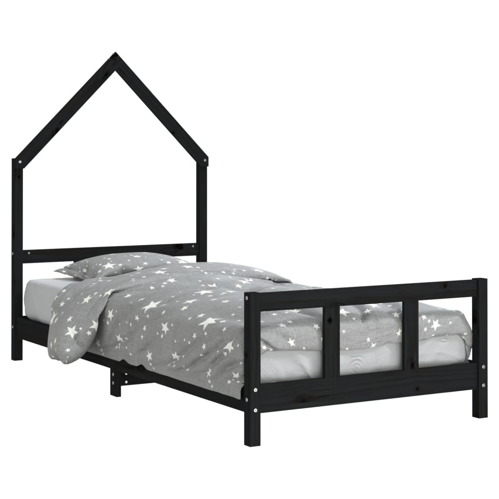 Vidaxl estructura de cama para niños madera de pino negro 90x190 cm