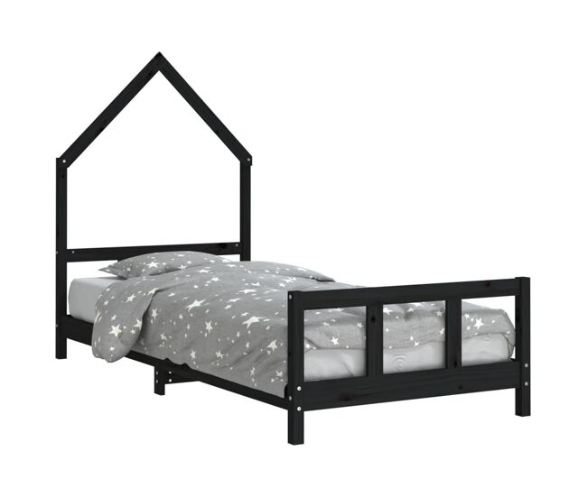 Vidaxl estructura de cama para niños madera de pino negro 90x190 cm