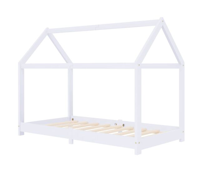 Vidaxl estructura de cama infantil madera maciza pino blanco 70x140 cm