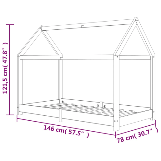 vidaXL Estrutura de cama para crianças 70x140 cm pinho maciço branco