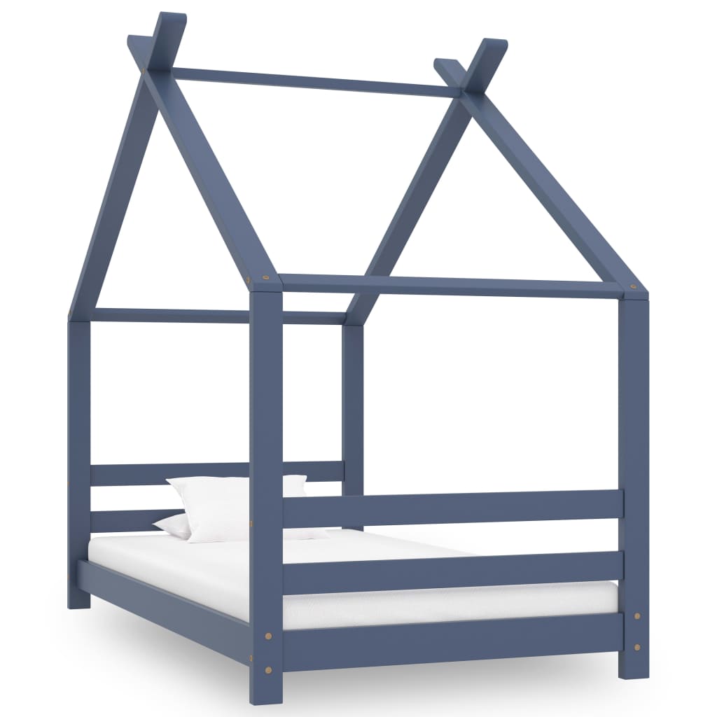 Vidaxl estructura de cama infantil madera maciza pino gris 80x160 cm