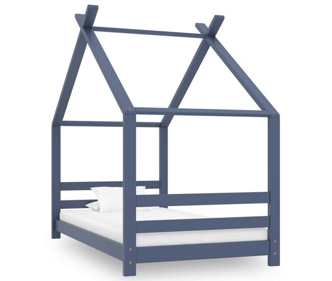 Vidaxl estructura de cama infantil madera maciza pino gris 80x160 cm