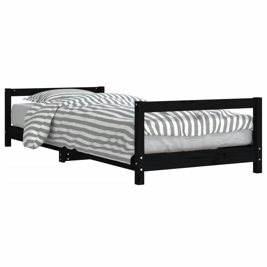 Vidaxl estructura de cama para niños madera de pino negro 90x190 cm