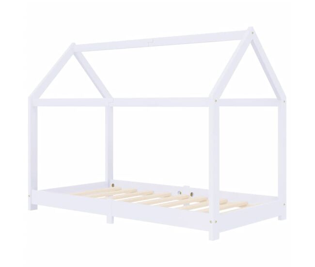 Vidaxl estructura de cama infantil madera maciza pino blanco 80x160 cm