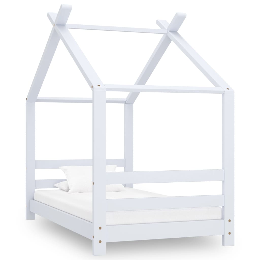 Vidaxl estructura de cama infantil madera maciza pino blanco 70x140 cm