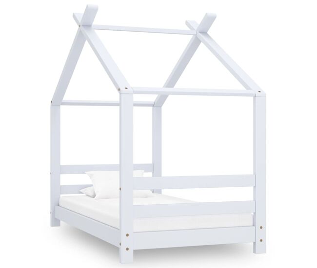 Vidaxl estructura de cama infantil madera maciza pino blanco 70x140 cm