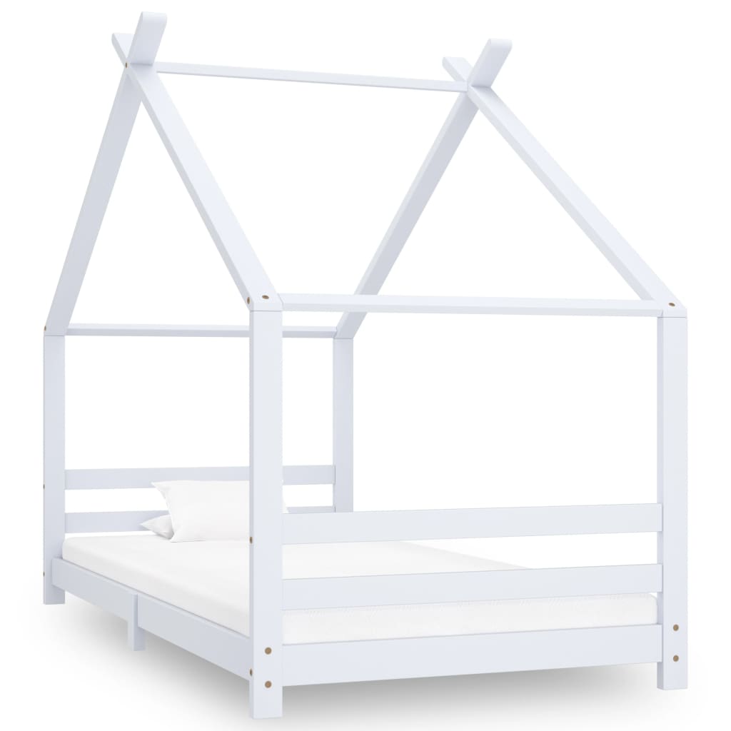 Vidaxl estructura de cama infantil madera maciza pino blanco 90x200 cm