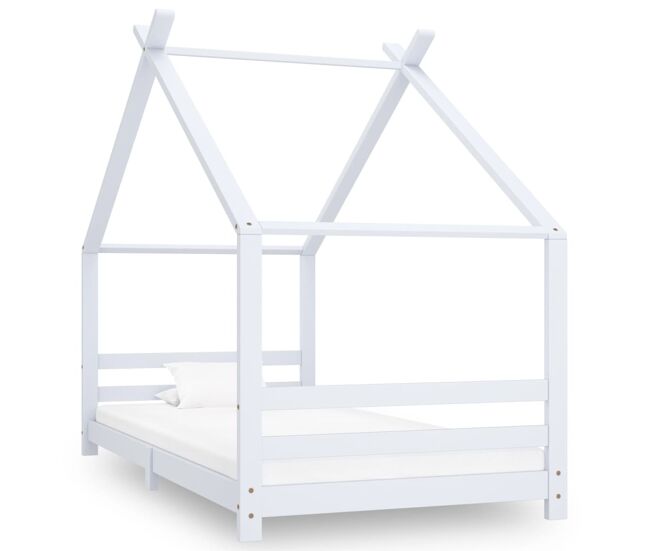 Vidaxl estructura de cama infantil madera maciza pino blanco 90x200 cm