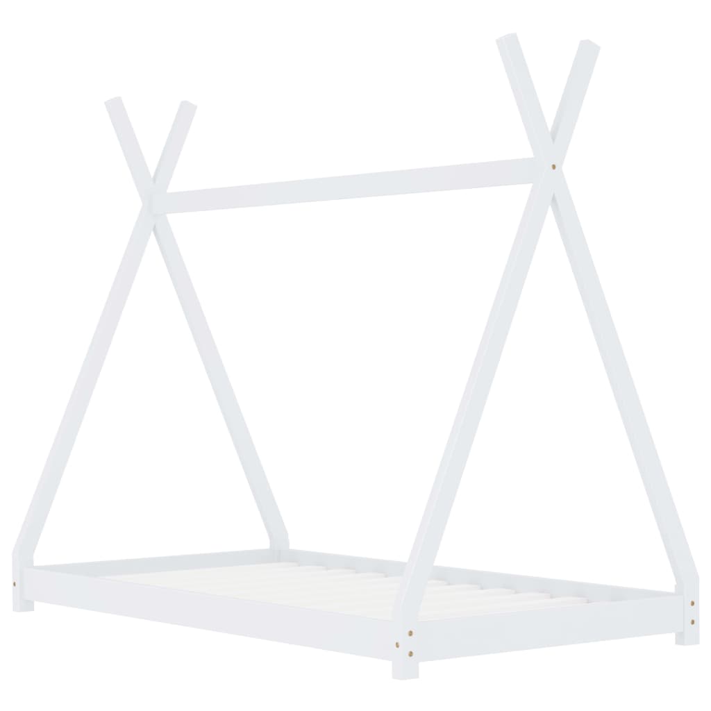 Vidaxl estructura de cama infantil madera maciza pino blanco 80x160 cm
