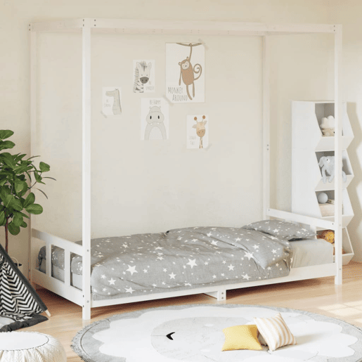 vidaXL Estrutura de cama infantil 90x200 cm pinho maciço branco vidaXL Estrutura de cama infantil 90x200 cm pinho maciço branco