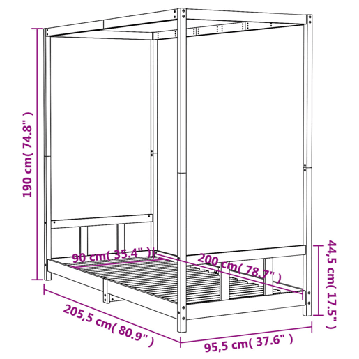 vidaXL Estrutura de cama infantil 90x200 cm pinho maciço branco vidaXL Estrutura de cama infantil 90x200 cm pinho maciço branco