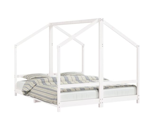 Vidaxl estructura de cama para niños madera pino blanco 2x(80x200) cm