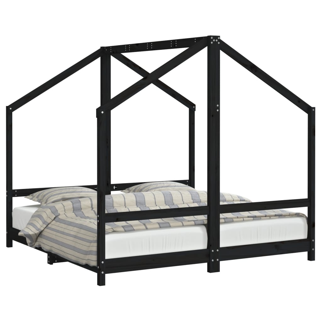Vidaxl estructura de cama para niños madera de pino negro 80x160 cm