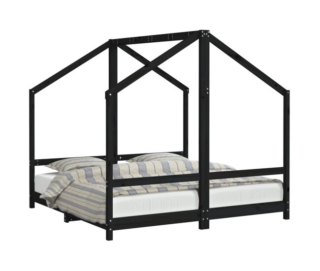 Vidaxl estructura de cama para niños madera de pino negro 80x160 cm