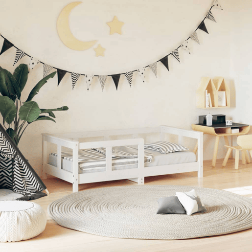 vidaXL Estrutura de cama infantil 70x140 cm pinho maciço branco