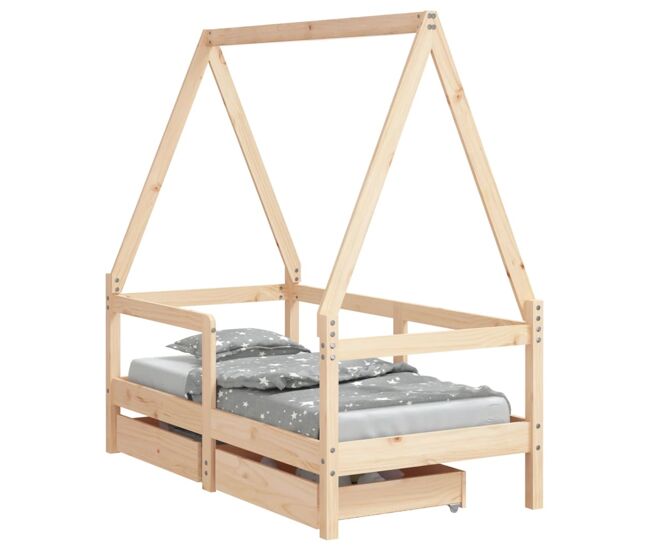 Vidaxl estructura de cama para niños con cajones madera pino 70x140 cm