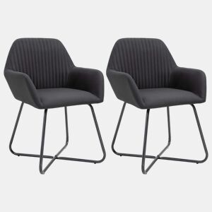 vidaXL Cadeiras de jantar 2 pcs tecido preto