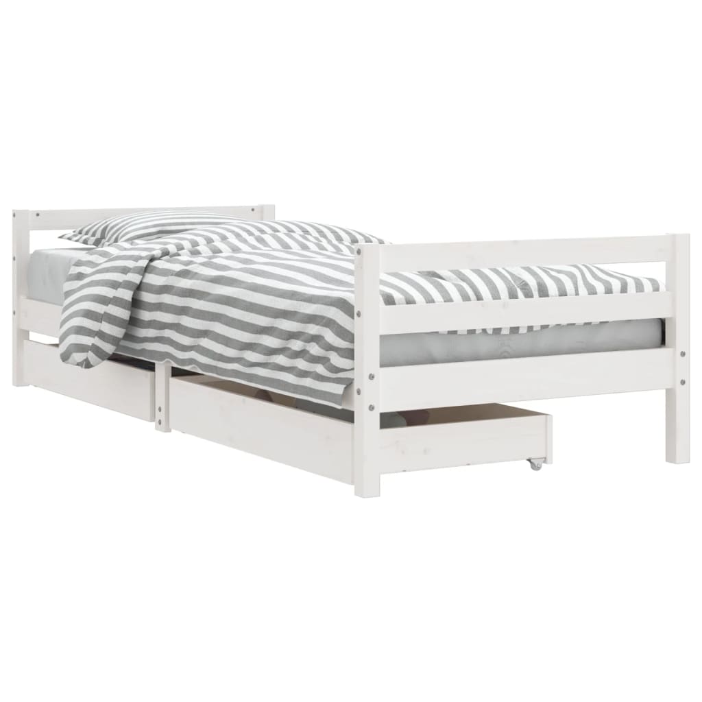 Vidaxl estructura cama infantil y cajones madera pino blanco 90x190 cm